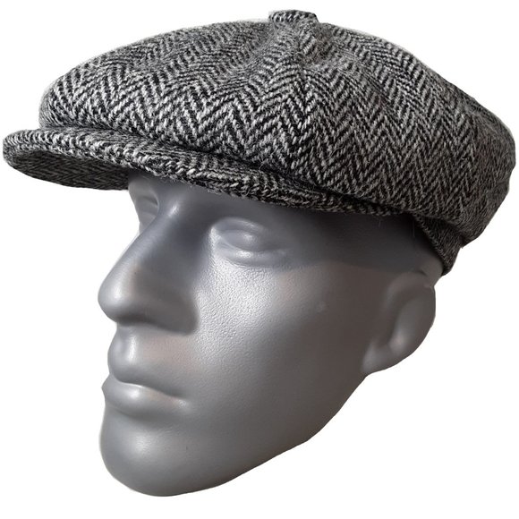PEAKY BLINDERS Hartside Harris Tweed® Newsboy Cap HS28 in GRAY-BLACK - PICK SIZE - Picture 5 of 12